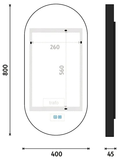 NIMCO ZPC 32002LVX-90-LED Oglindă de baie cu iluminare din spate 3000-6500K 80x40 cm IP44