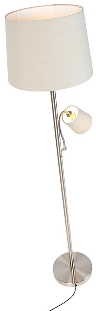 Lampă de podea inteligentă din oțel cu abajur gri, inclusiv Wi-Fi A60 și E14 - Retro