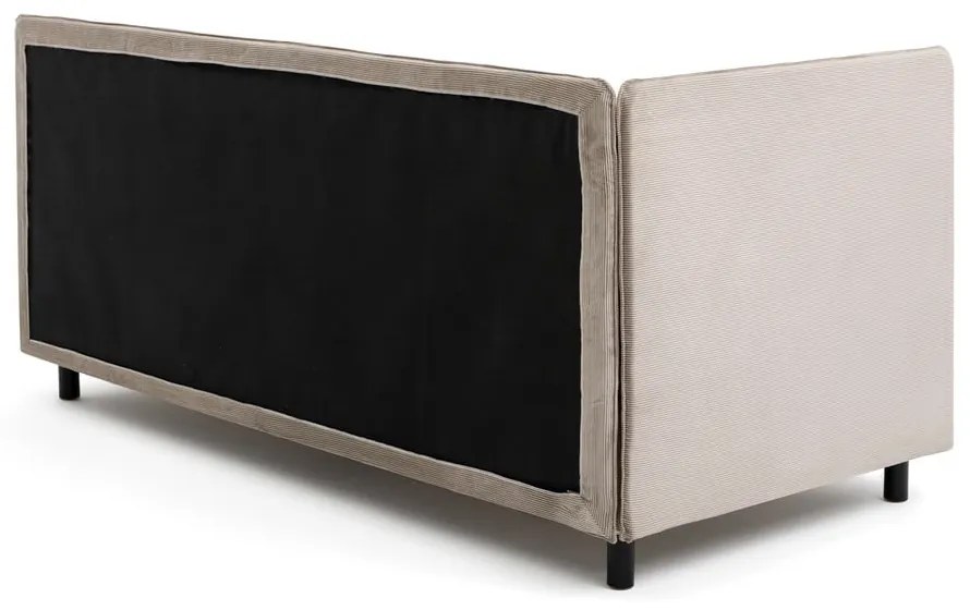 Pat taupe tapițat cu spațiu de depozitare cu saltea 90x200 cm Avela – Bonami Selection