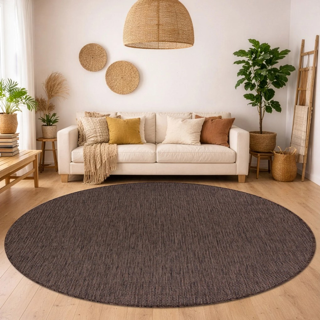 Covor SISAL SION cerc A5165A Melanj țesute plate maro