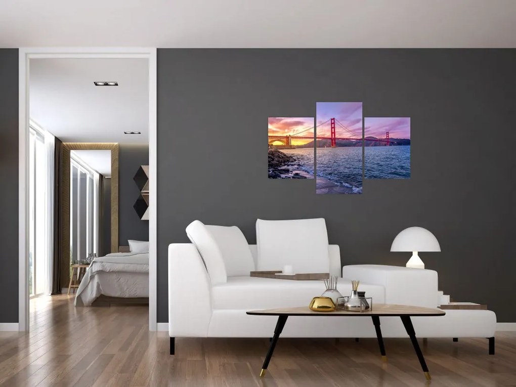 Tablou cu pod și apus de soare (90x60 cm)