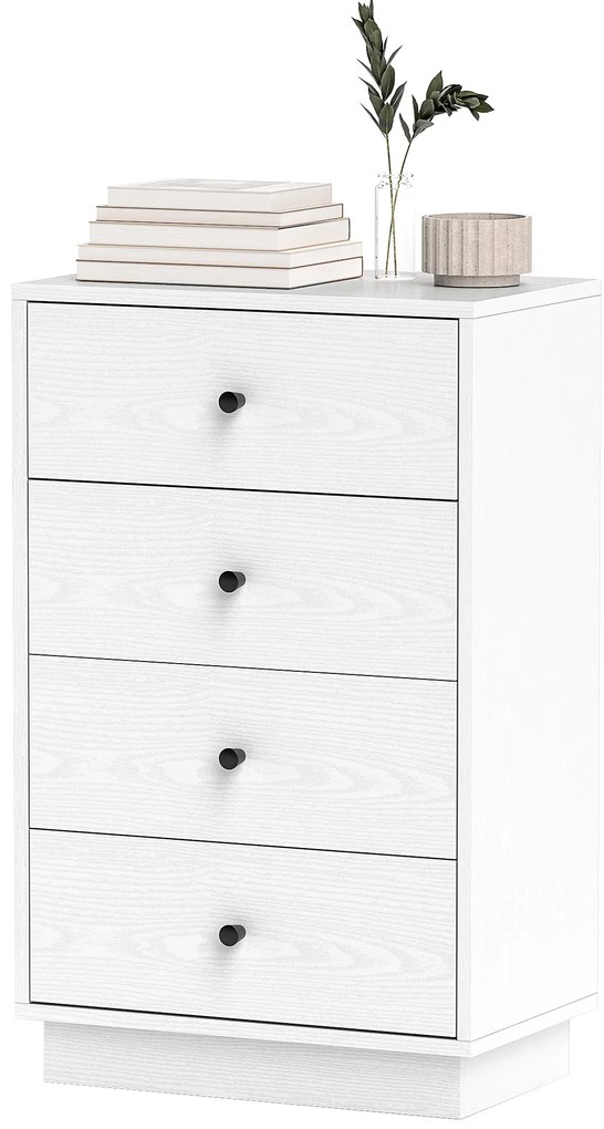 HOMCOM Comoda 4 sertare moderna, mobilier de depozitare pentru camera de zi, living, intrare, 47 x 29 x 75 cm, alb | Aosom Romania