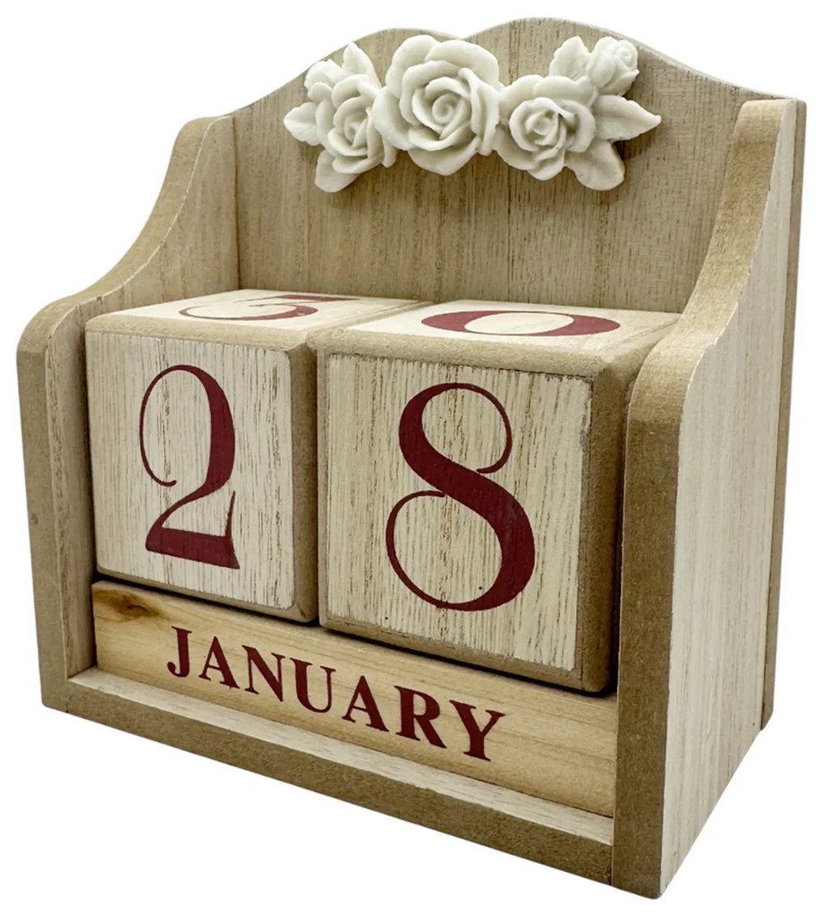 Calendar perpetuu de birou FLOWERS, Natur  Rosu, 14x15cm