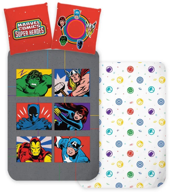 Avengers Symbols set de lenjerie de pat 140×200cm, 70×90 cm
