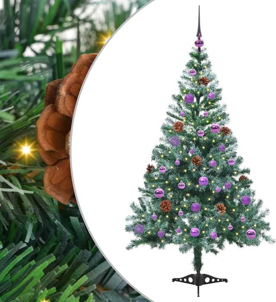 vidaXL Brad de Crăciun artificial cu 150 LED Verde 150 cm PVC și Oțel