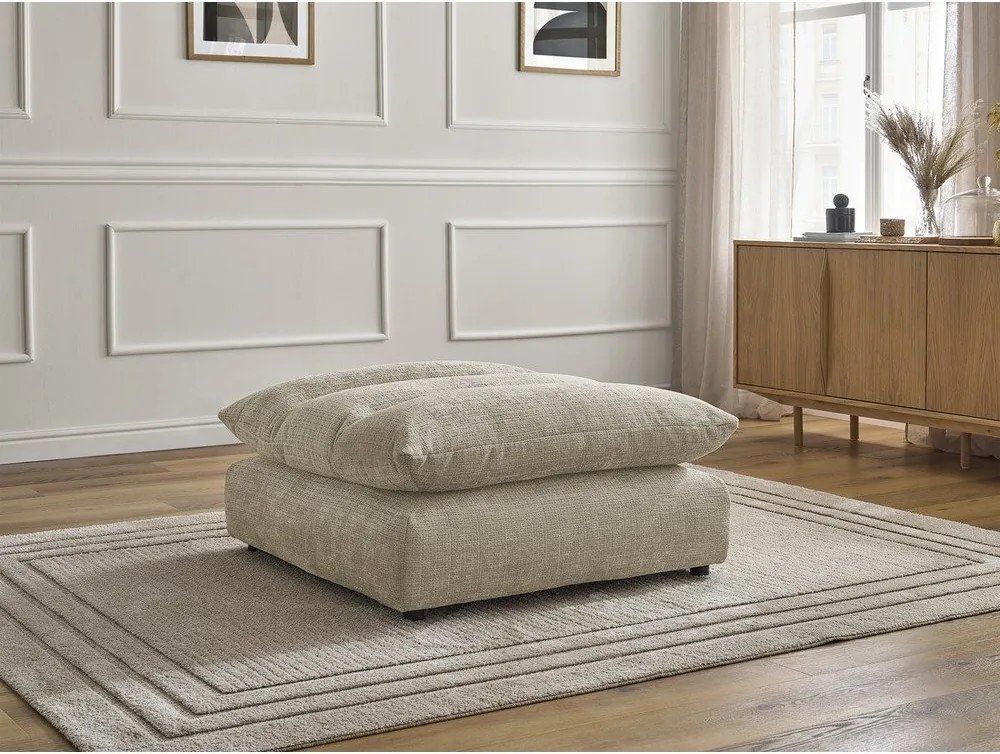 Taburet bej cu tapițerie din chenille Neil – Bobochic Paris