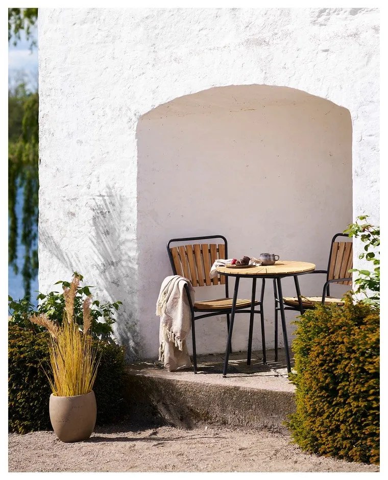 Scaune de grădină în culoare naturală 2 buc. din lemn masiv/din metal Cleveland – House Nordic