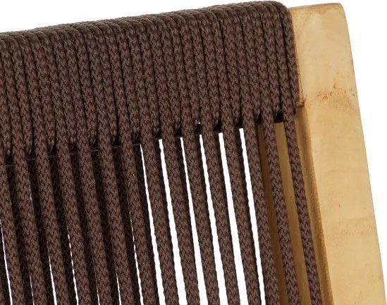 Set dining exterior din lemn de tec și frânghie, masă și 4 scaune, 5 piese, finisaj natural, „Terrawood”