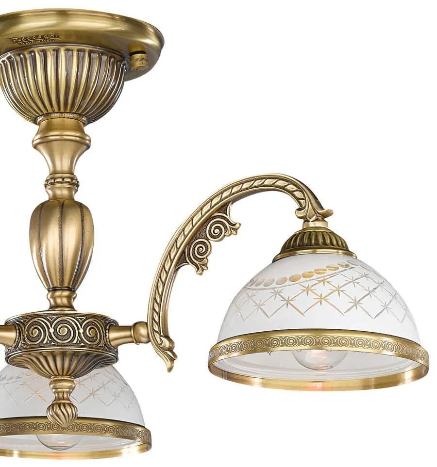Lustra aplicata cu 3 brate clasic design italian din alama, sticla 7002 RA-PL. 7022/3