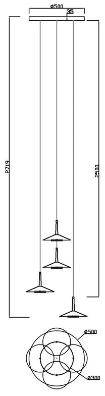 Lustra cu 4 pendule LED design tehnic ORION MA-7476