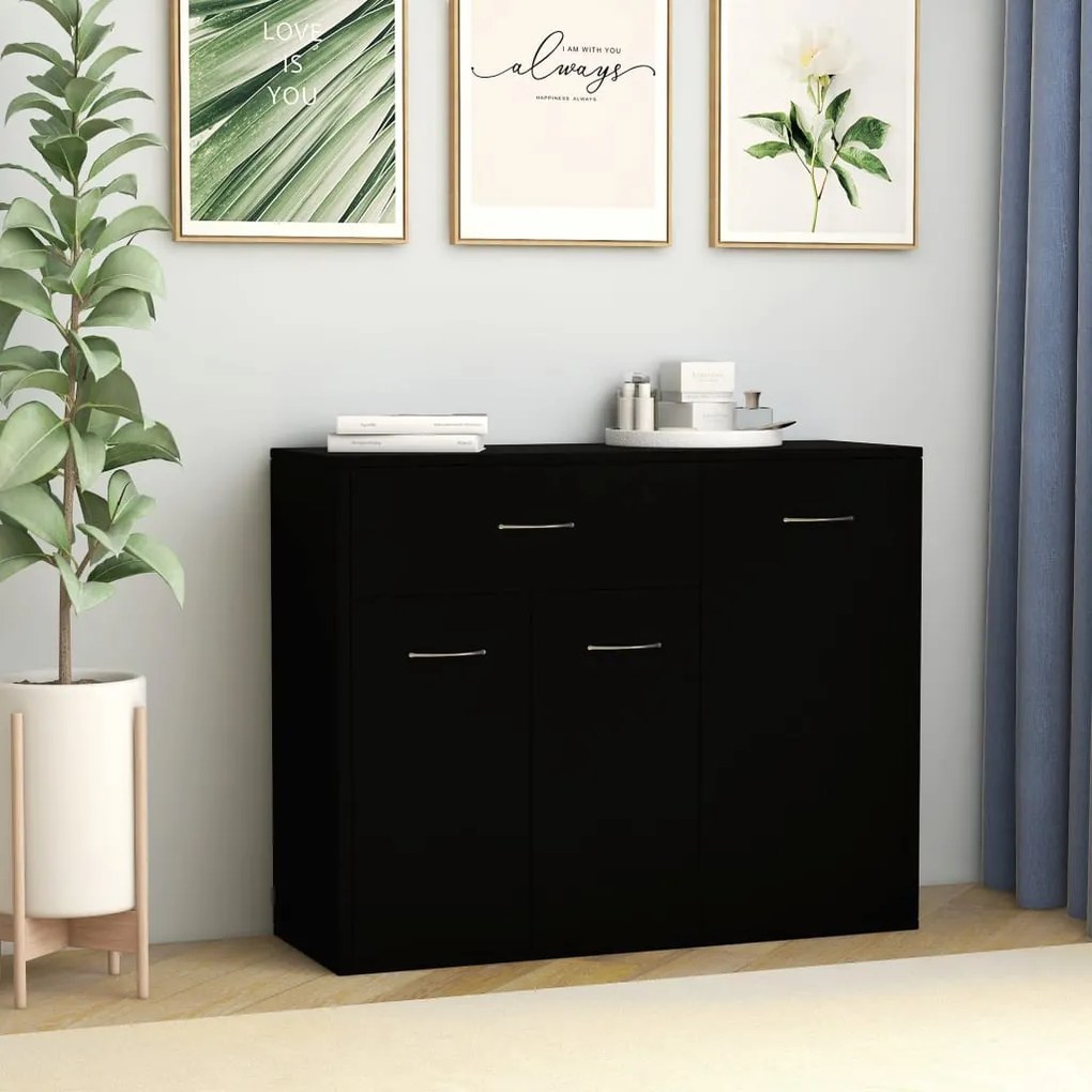 800676 vidaXL Dulap, negru, 88 x 30 x 70 cm, lemn prelucrat