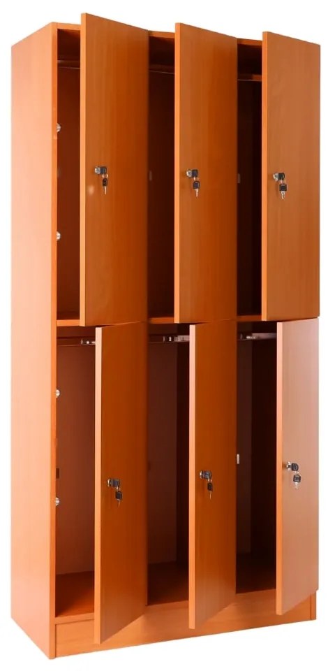 Dulap din lemn Visio - 6 cutii, 90 x 45 x 185 cm, broasca cilindrica, cires