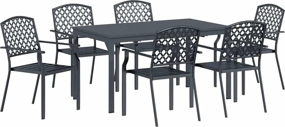vidaXL Set de masă pentru grădină 7 pcs Antracit