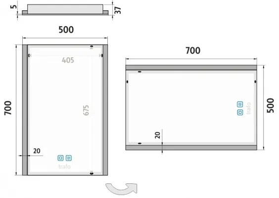 NIMCO ZP 11001VX - Oglindă LED pentru baie cu iluminare 3000-6500K, 70x50 cm, IP44