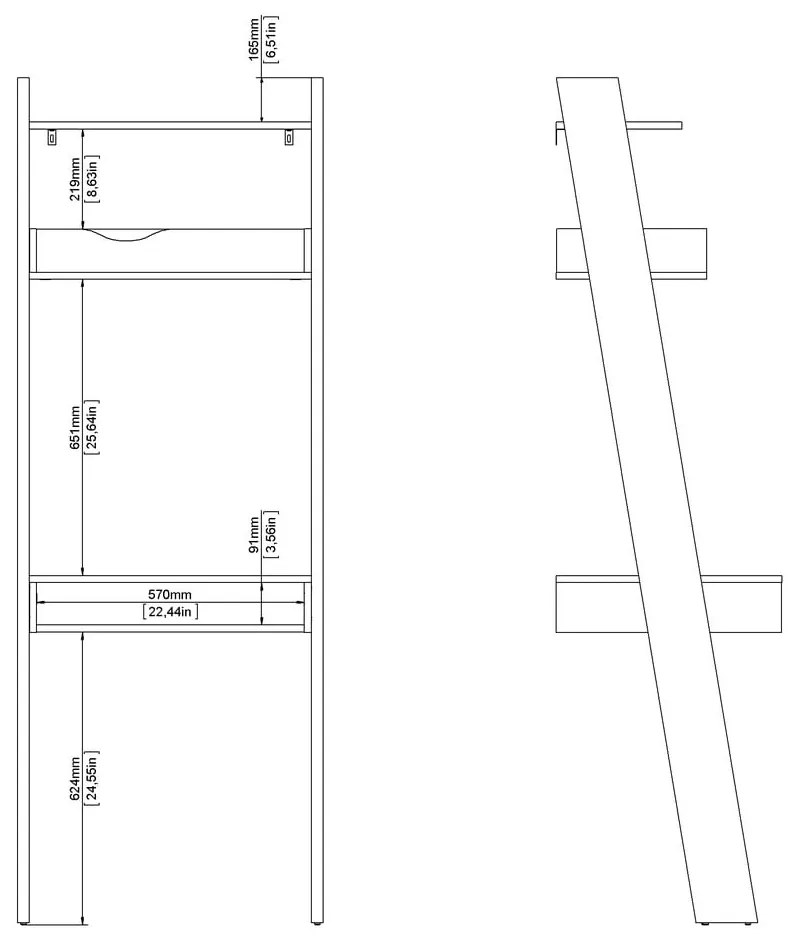 Birou de perete cu aspect de lemn de stejar 65x48 cm Oslo - Tvilum