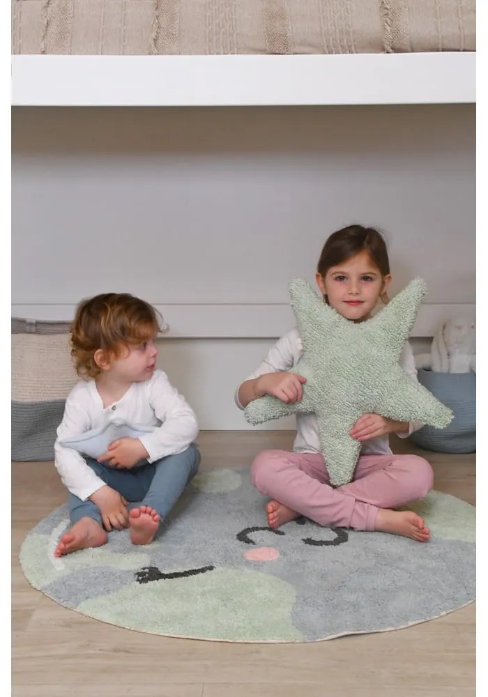 Covor pentru copii albastru lavabil/țesut manual din bumbac ø100 cm Big Big World – Lorena Canals