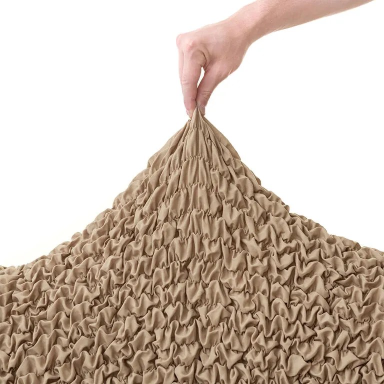 Huse bielastice FUCO bumbac bio alună fotoliu dublu (l. 120 - 160 cm)