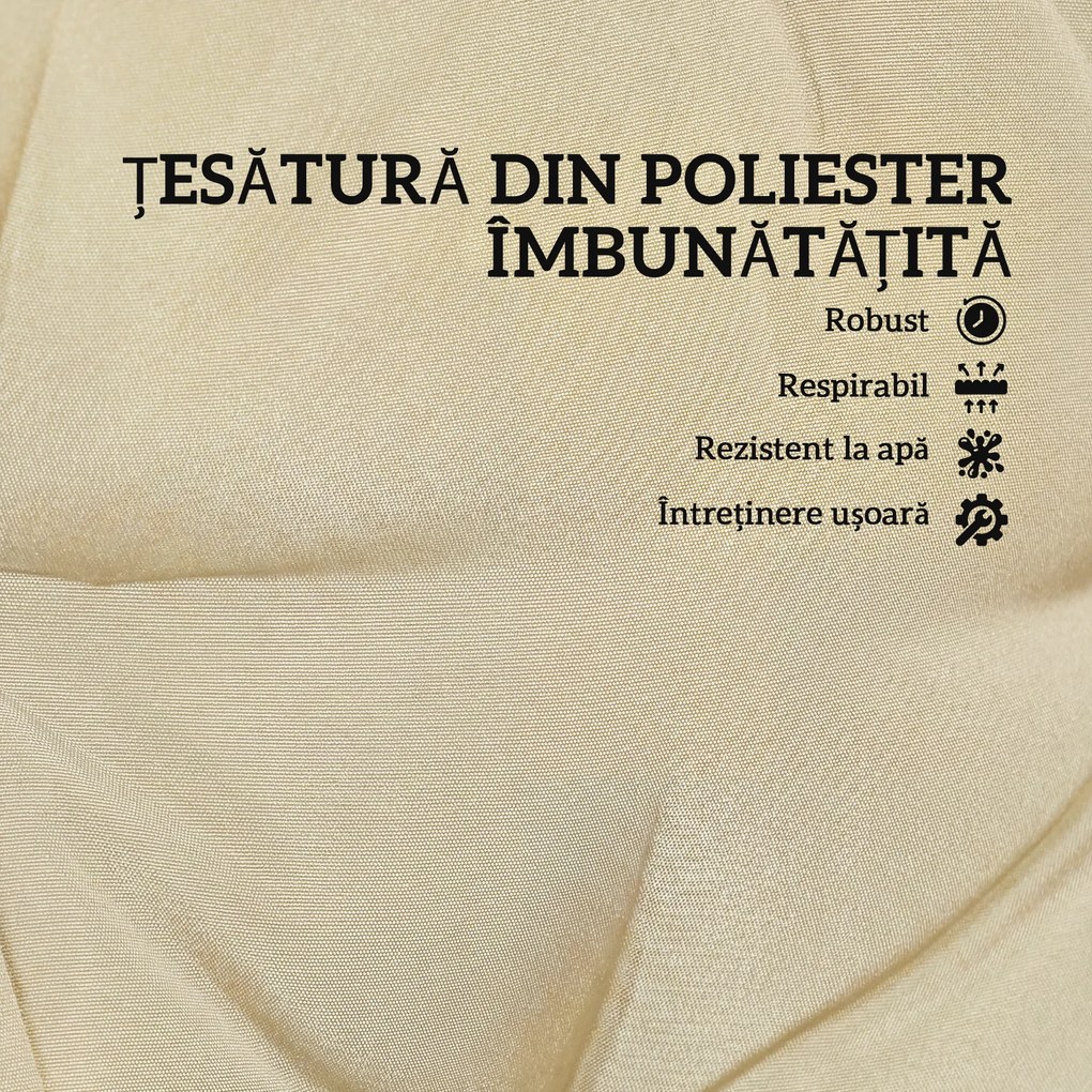 Outsunny Set 2 Perne pentru Scaune de Exterior cu Curele de Fixare, Perne Imbottite din Poliester și Bumbac, pentru Șezlonguri, Fotolii, 50x120x8 cm, Bej | Aosom Romania