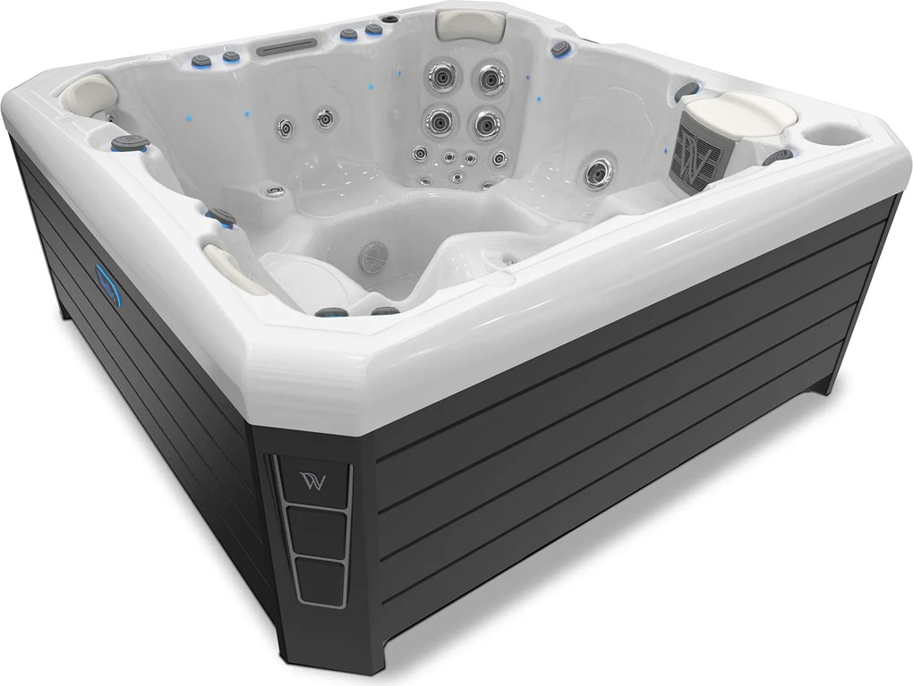 Minipiscina Malaga Life Deluxe alb lucios, Wellis, sistem stereo myMusic, 6 locuri, 218   218 cm