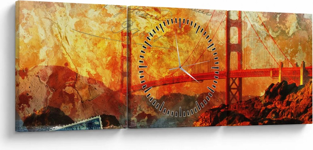 Tablou - Golden Gate, SanFrancisco, California (cu ceas) (90x30 cm)