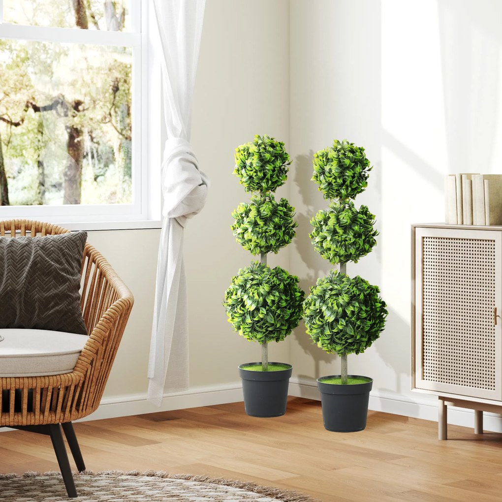 HOMCOM Plante artificiale în ghiveci, frunze din plastic, pământ flocos, Verde | Aosom Romania