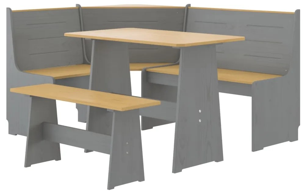 3096569 vidaXL Set mobilier bucătărie „REINE”, 3piese, maro miere&gri lemn pin