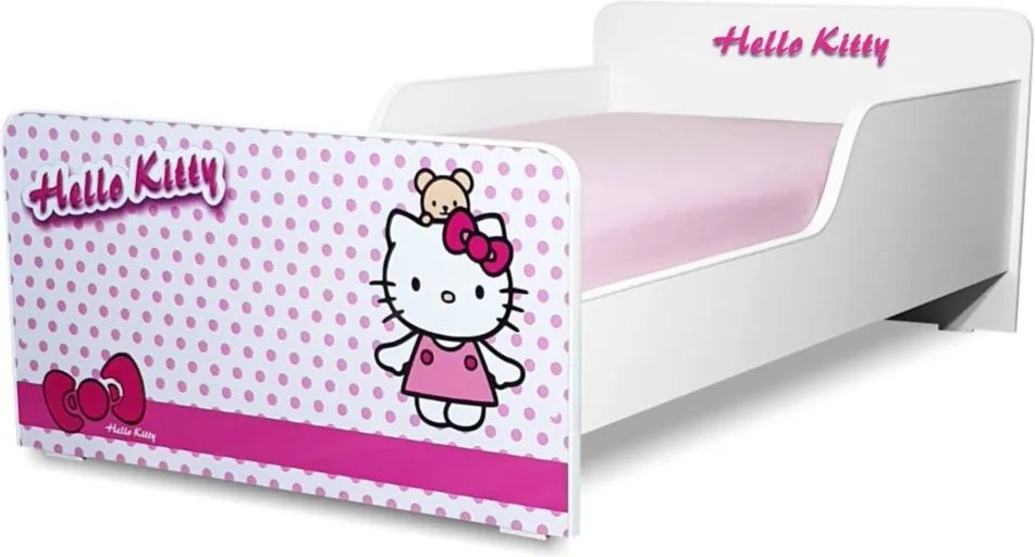 Pat copii  Hello Kitty 2-8 ani cu saltea cadou