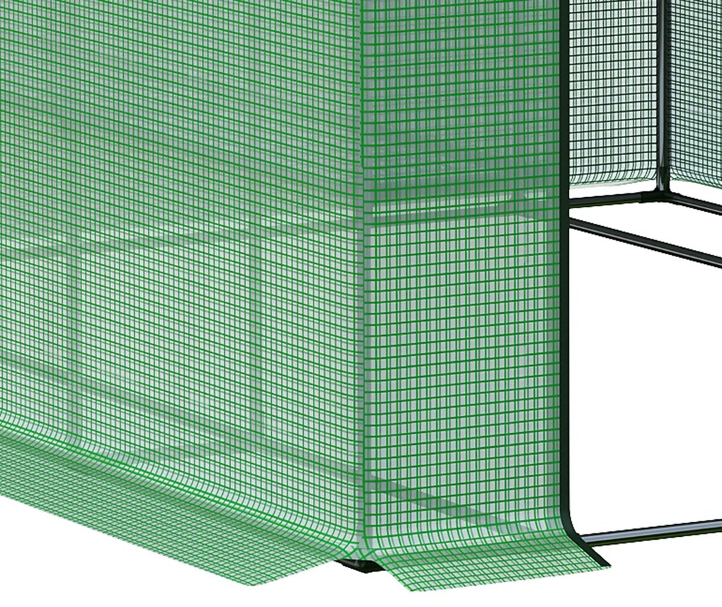 Outsunny Solar de grădină cu rafturi, husă PE rezistentă UV, ușă rulantă cu fermoar, cadru oțel, 190x120x190 cm, verde | Aosom Romania