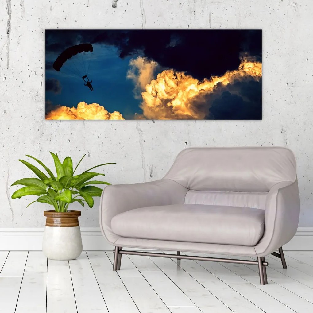 Tablou cu parașutiști în ceruri (120x50 cm)