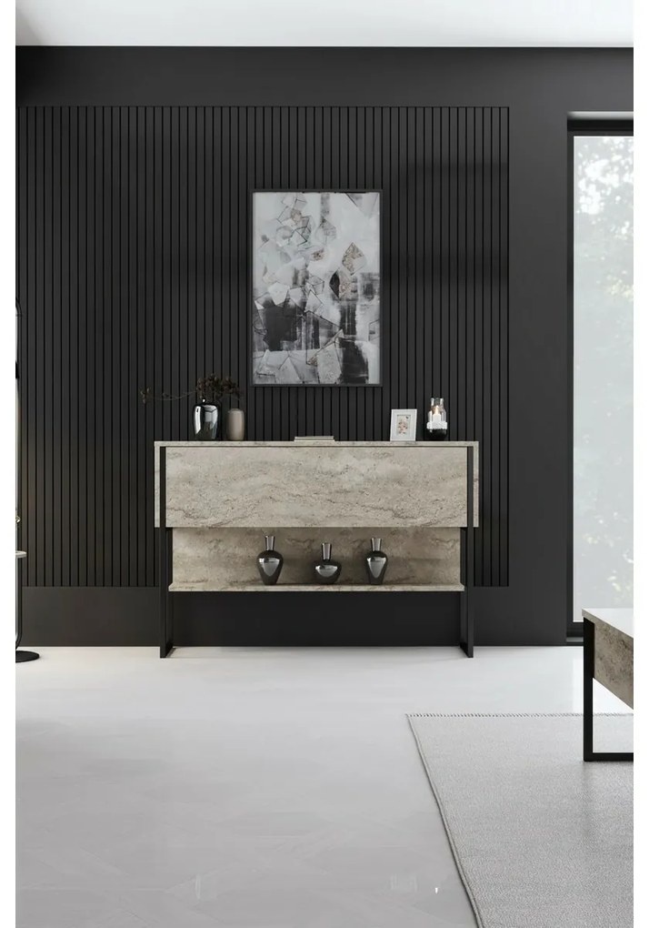 Comodă Luxe Travertine and Black
