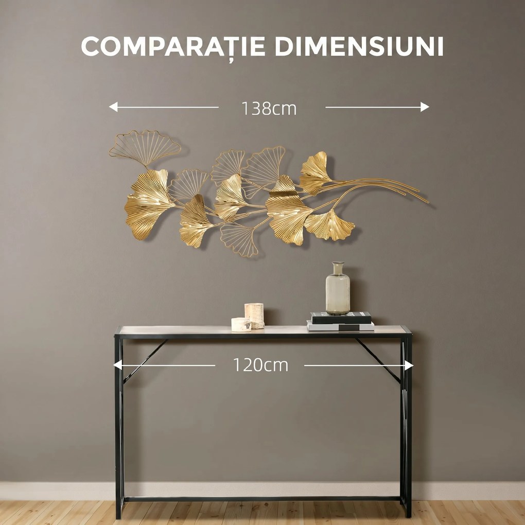 Decoratiune de perete 3D HOMCOM Moderna Frunze de Ginkgo Sculpturi de Perete Agatate Decor pentru Sufragerie | Aosom Romania