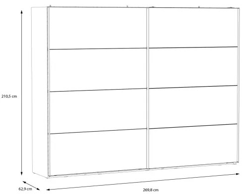 Dulap OREN cu oglindă, 270 x 210 cm, stejar artisan
