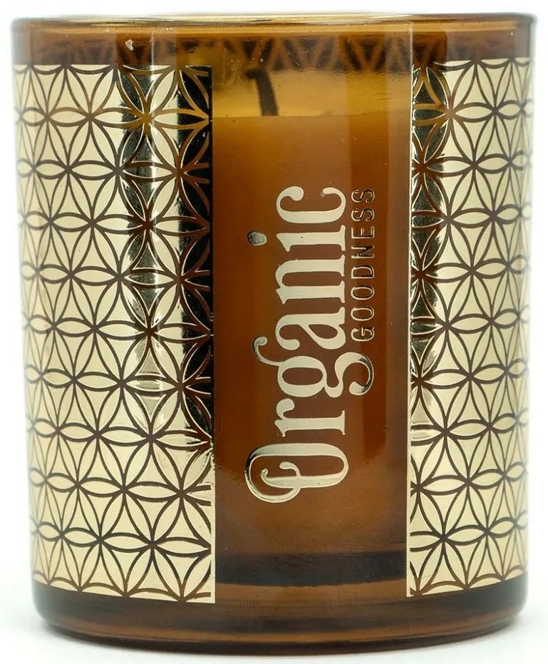 Lumânare aromată organică Frankincense & Myrrh200 g în sticlă cu folie aurie