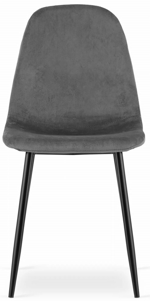 OFERTA Scaun de catifea gri inchis COMO cu picioare negre II. calitate