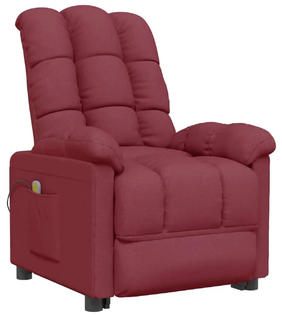 289809 vidaXL Fotoliu de masaj, roșu vin, material textil