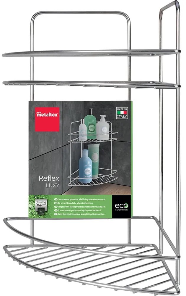 Raft pentru baie argintiu lucios din oțel Luxy – Metaltex