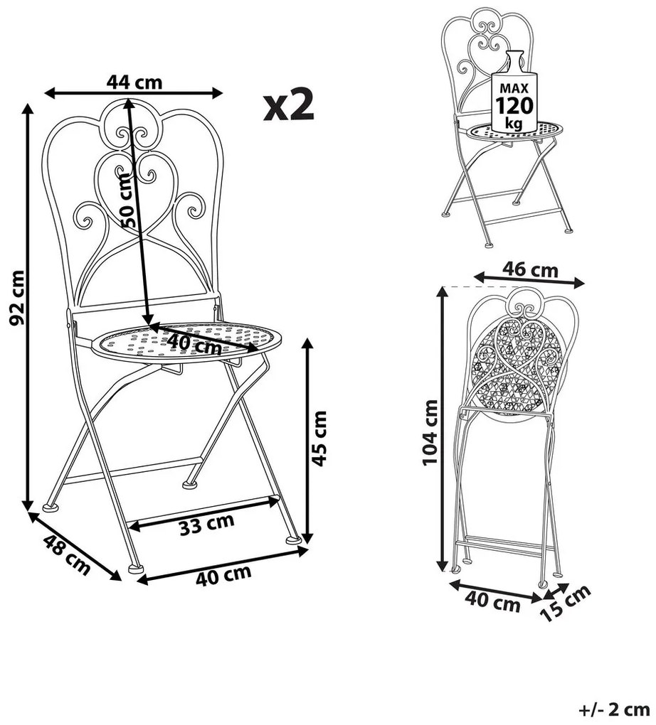 Set 2 buc. scaune de grădină TRAVISO (metal) (bej). 1019170
