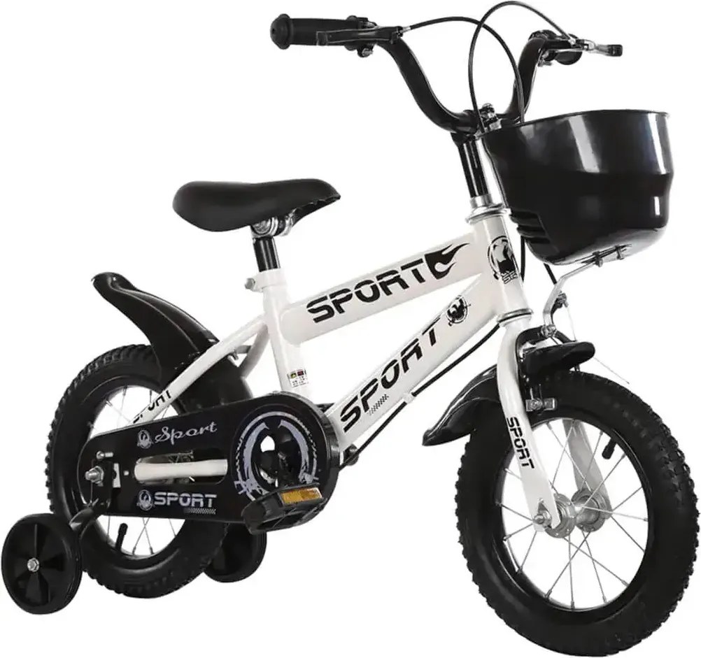 Bicicleta copii 16 inch cu roti ajutatoare si frane C-brake, NBW, 4-6 ani, Alb