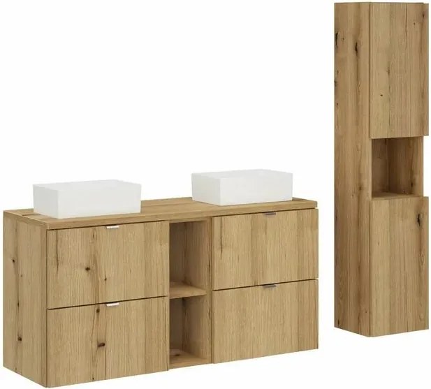 Set mobilier baie 120 cm 7 piese Comad Nova stejar Coast Evoke