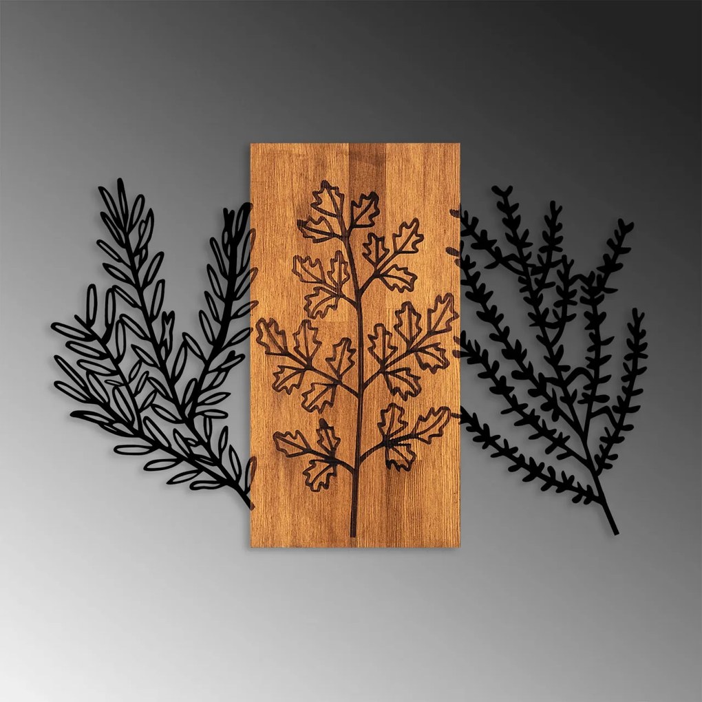 Accesoriu decorativ de perete din lemn Triple herbs - 385
