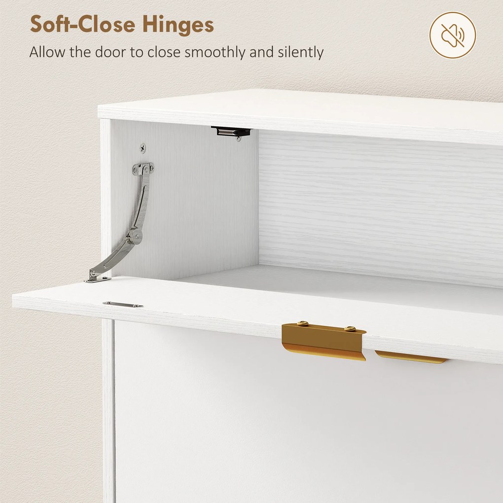 HOMCOM Dulap pentru pantofi 12 perechi, dulap pentru încălțăminte, 2 sertare basculante, 4 compartimente, 99,4x23,8x106,6cm, alb | Aosom Romania