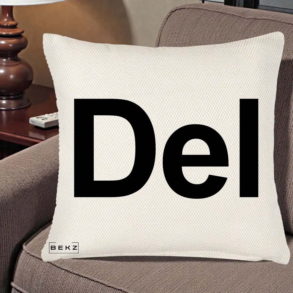 Perna Personalizata Tasta Del Tipografie Bold, 40x40 cm, Crem Reliefat, Husa Detasabila, Perna Inclusa, BEKZ®