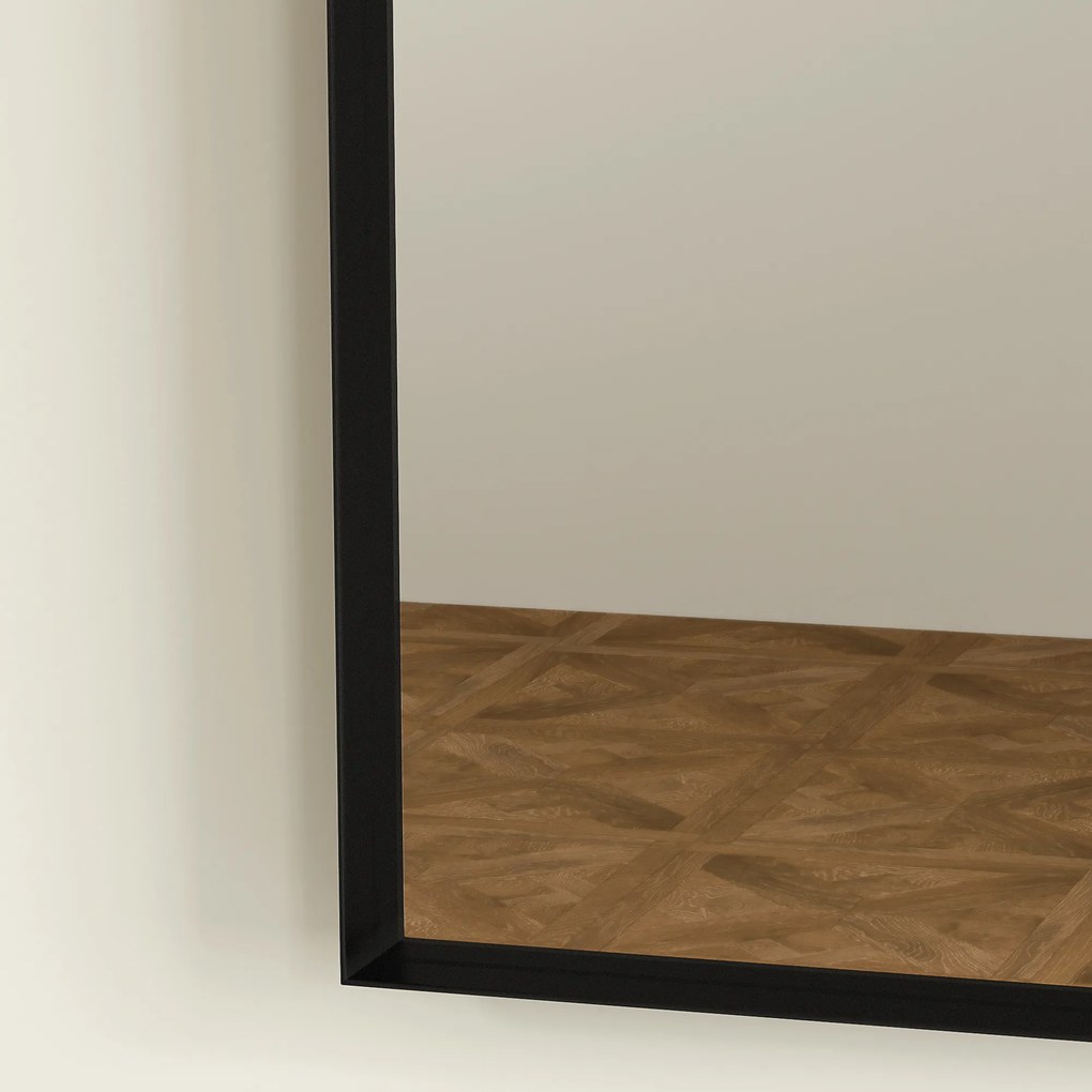 HOMCOM Oglinda de perete arcuită oglindă de baie cu cadru din aliaj de aluminiu pentru dormitor living intrare 50 × 70 cm negru | Aosom Romania