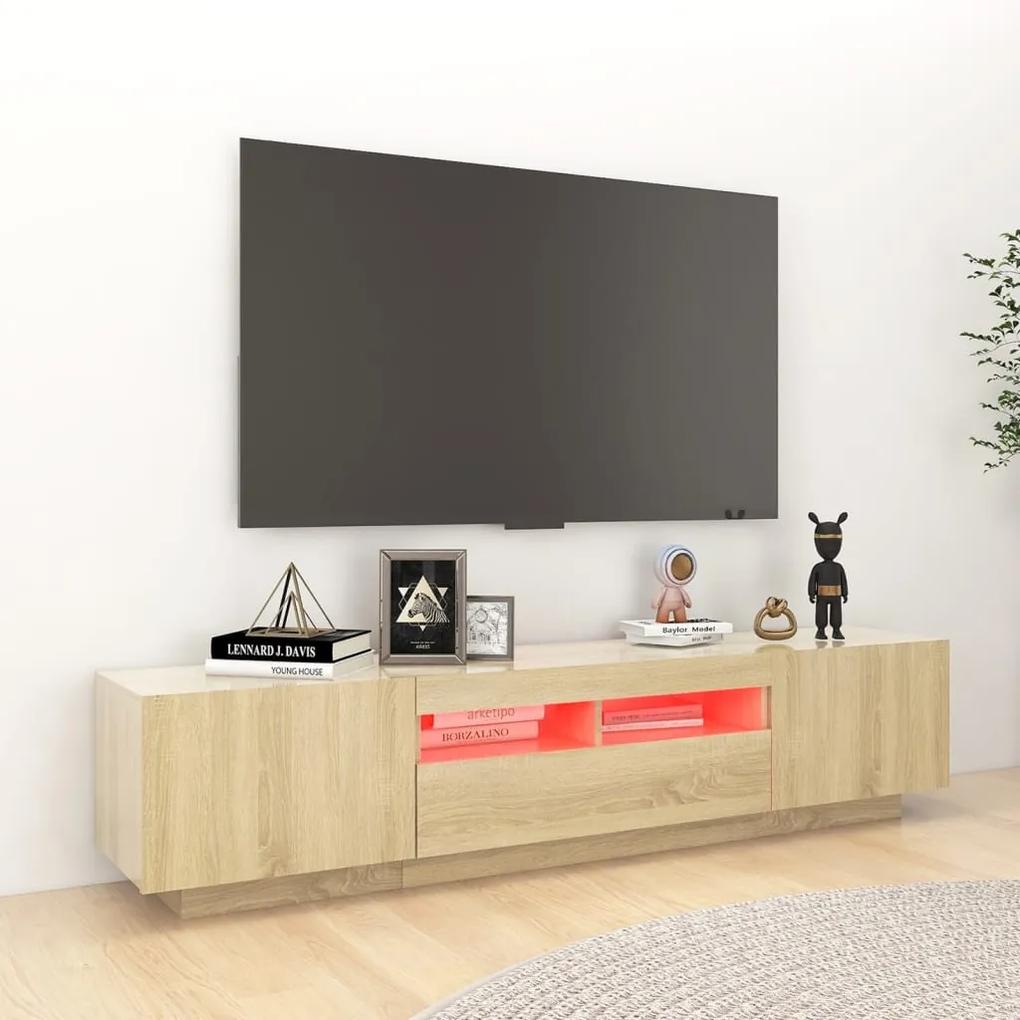 Comoda TV cu lumini LED, stejar sonoma, 180x35x40 cm 1, Stejar sonoma