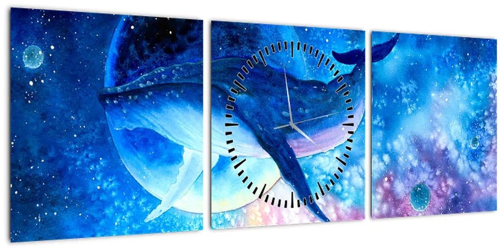 Tablou - Balena spațială (cu ceas) (90x30 cm)