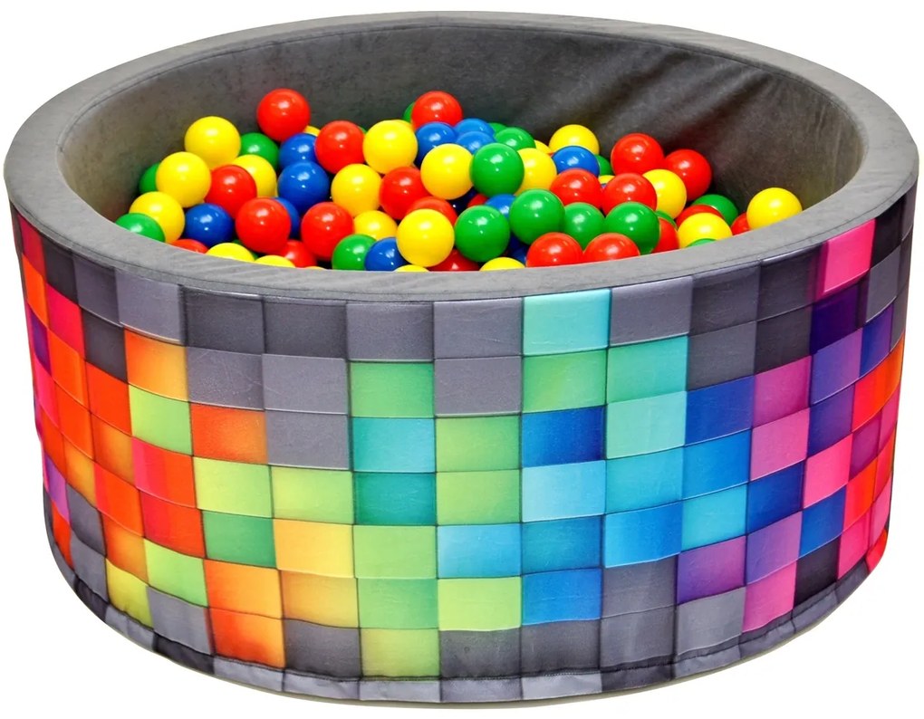 NELLYS Piscina pentru copii 90x40cm formă circulară + 200 de baloane - gri, culoare cuburi