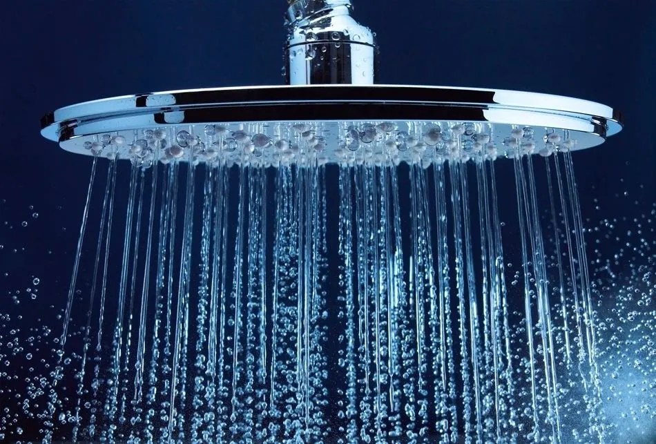 Palarie dus fix Grohe Rainshower Cosmopolitan, O31 cm cu brat, limitator, montaj pe tavan, crom