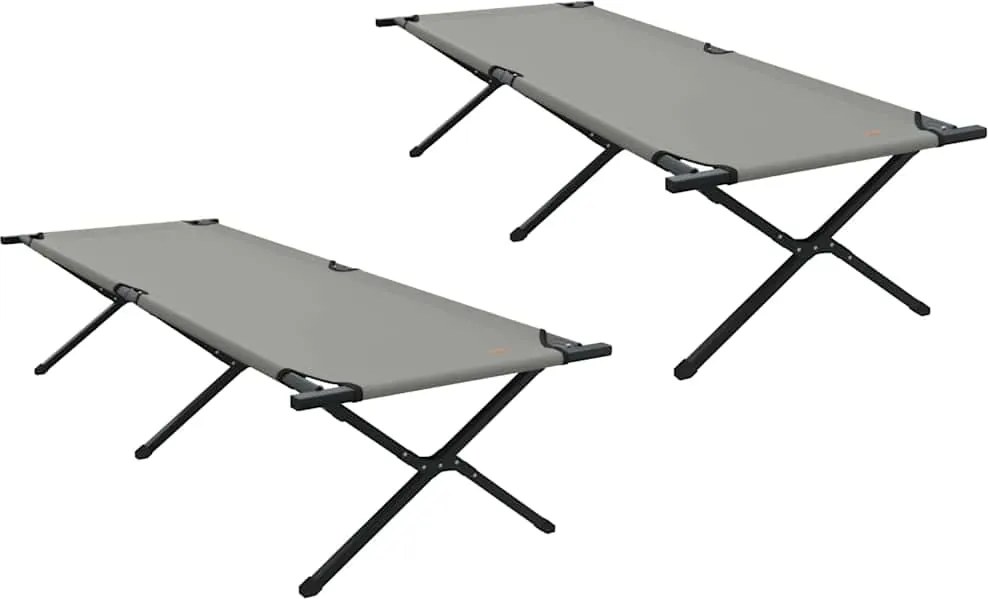 vidaXL Pat pliabil pentru camping Manual 2 pcs Gri 210 x 80 x 46 cm