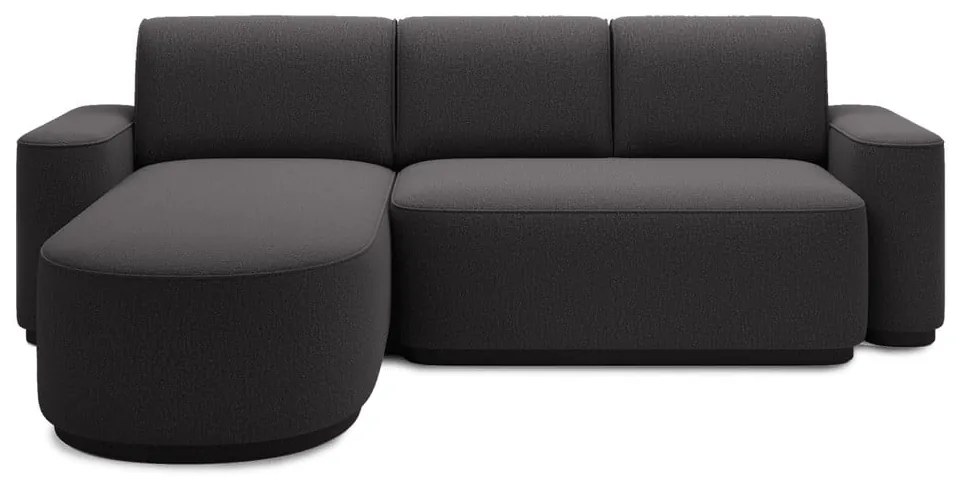 Colțar gri închis extensibil/cu spațiu de depozitare cu tapițerie din chenille (cu colț pe partea stângă/cu șezlong) Aurumm – ELTAP