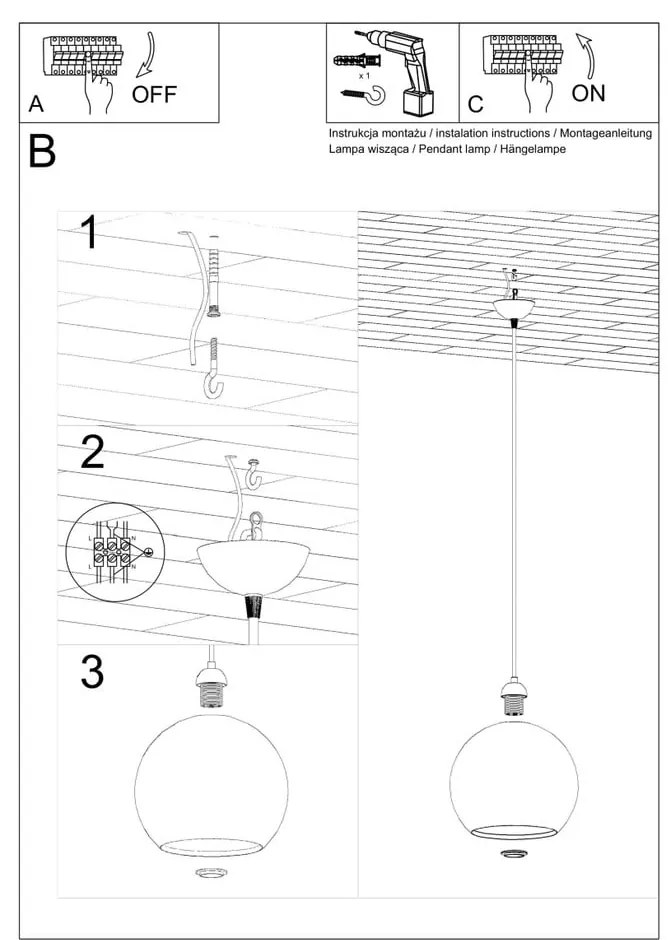 Lustră verde cu abajur din sticlă ø 30 cm Bilbao – Sollux